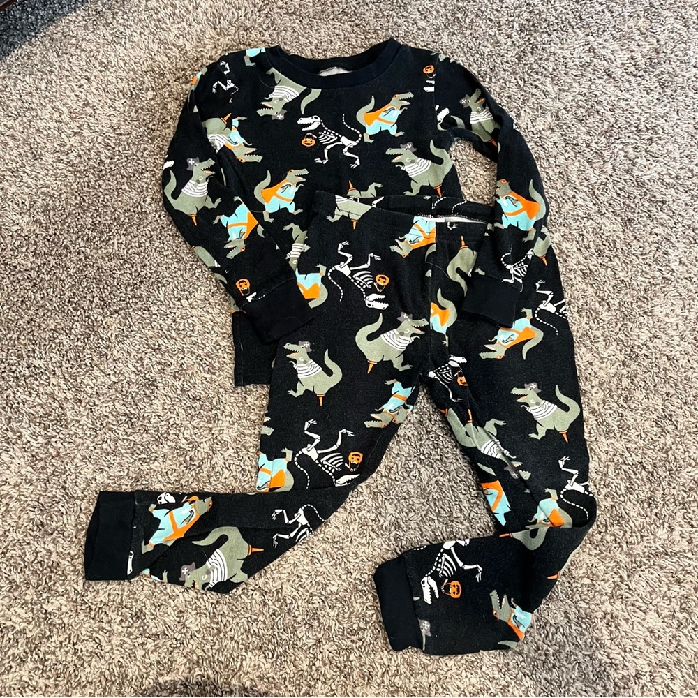 Carter's Black and Green Dinosaur Pajama Set